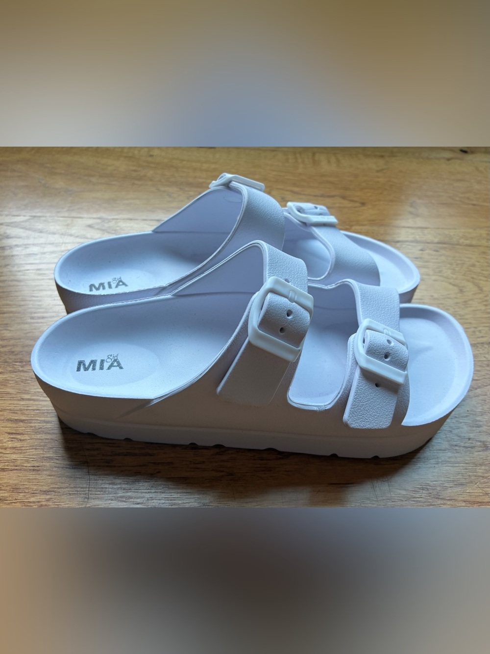 MIA Kids White Double Buckle Slide Sandals